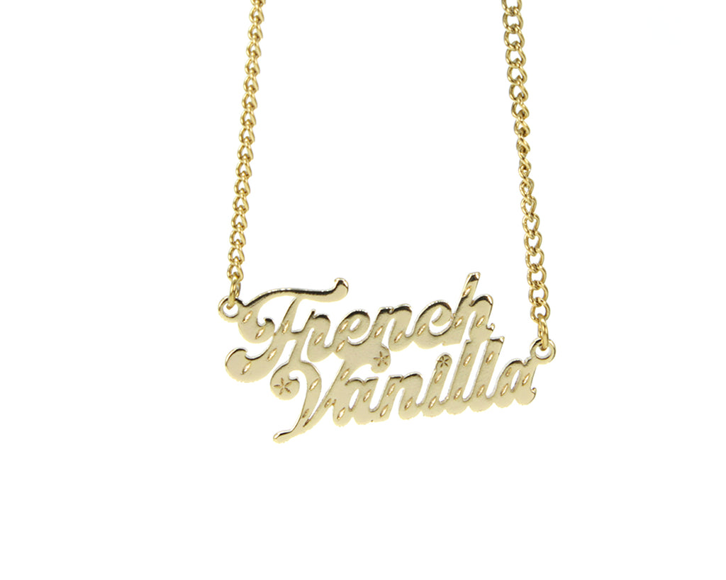 French Vanilla Nameplate Necklace