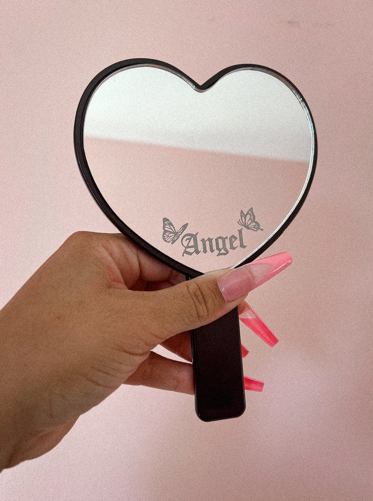 Etched Heart Hand Mirrors