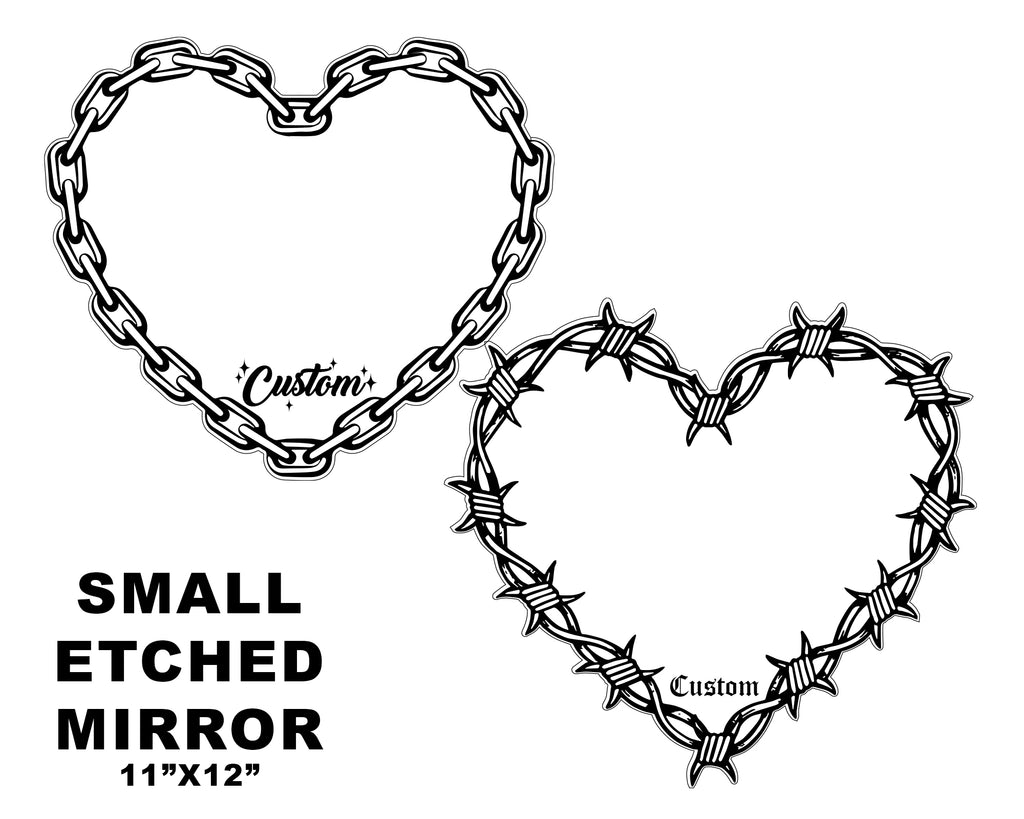 Etched Heart Mirrors